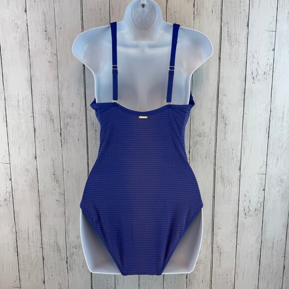 Sea Level Australia Blue Ruched V-Neck One Piece Swimsuit Size 6 Underwire - Picture 14 of 16